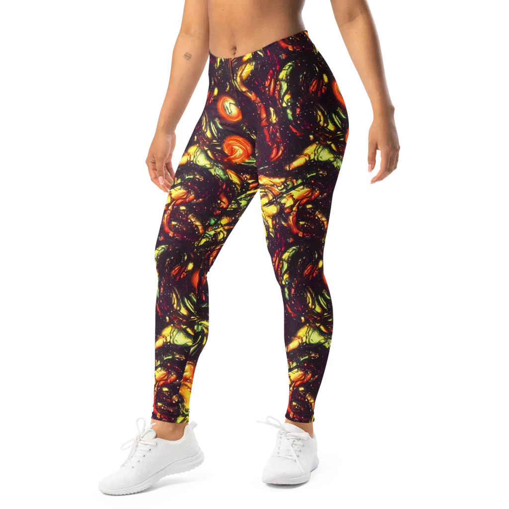 Cosmic Wildfire on Leggings — Left Front