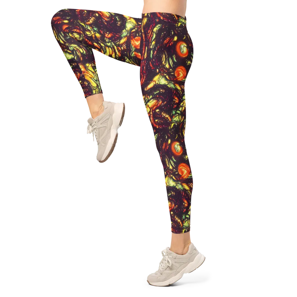 Cosmic Wildfire on Leggings — Left