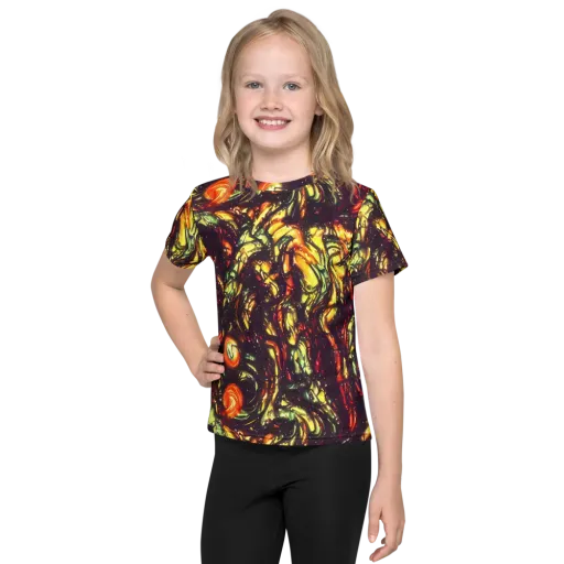 Cosmic Wildfire on a Kids Crew Neck T-Shirt