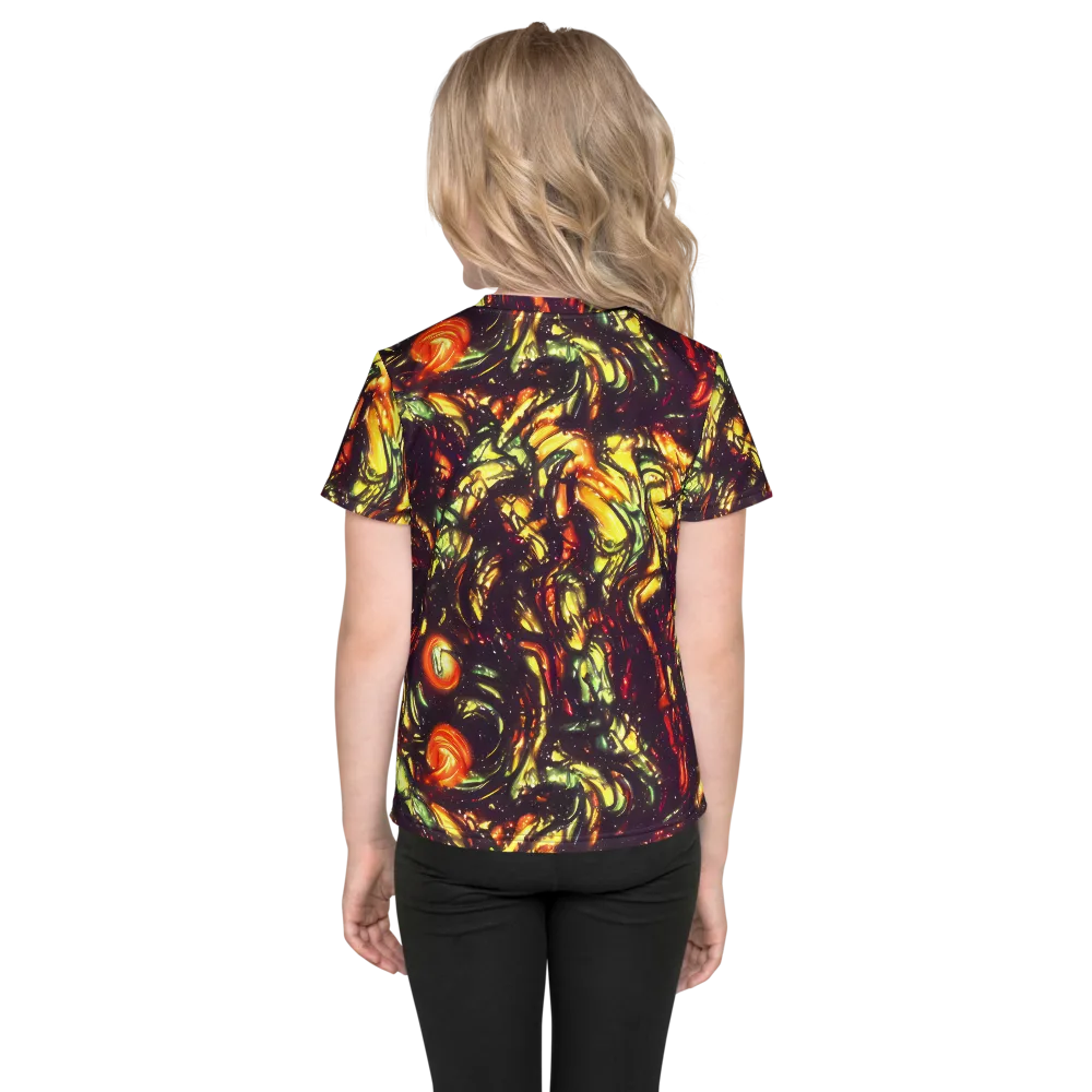 Cosmic Wildfire on Kids Crew Neck T-Shirt — Back
