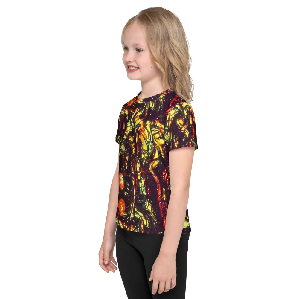 Cosmic Wildfire on Kids Crew Neck T-Shirt — Left