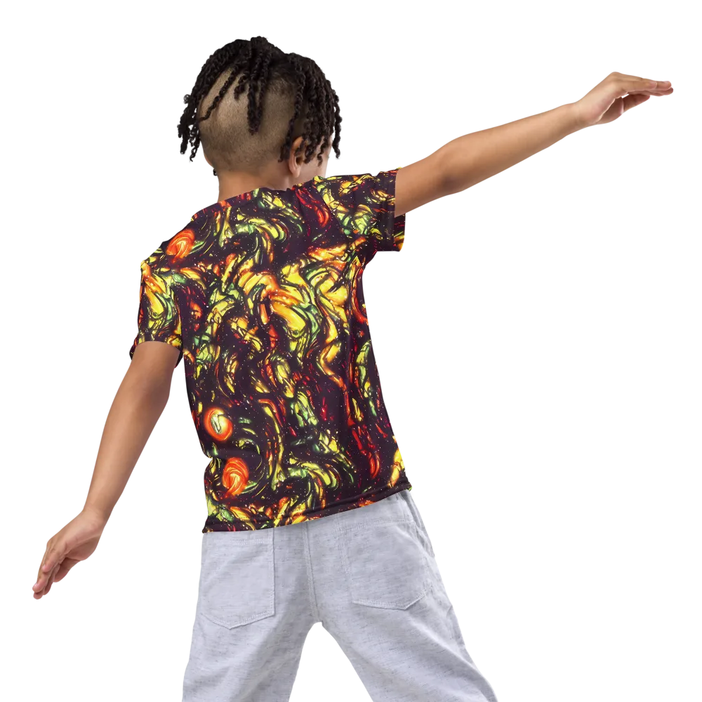 Cosmic Wildfire on Kids Crew Neck T-Shirt — Back