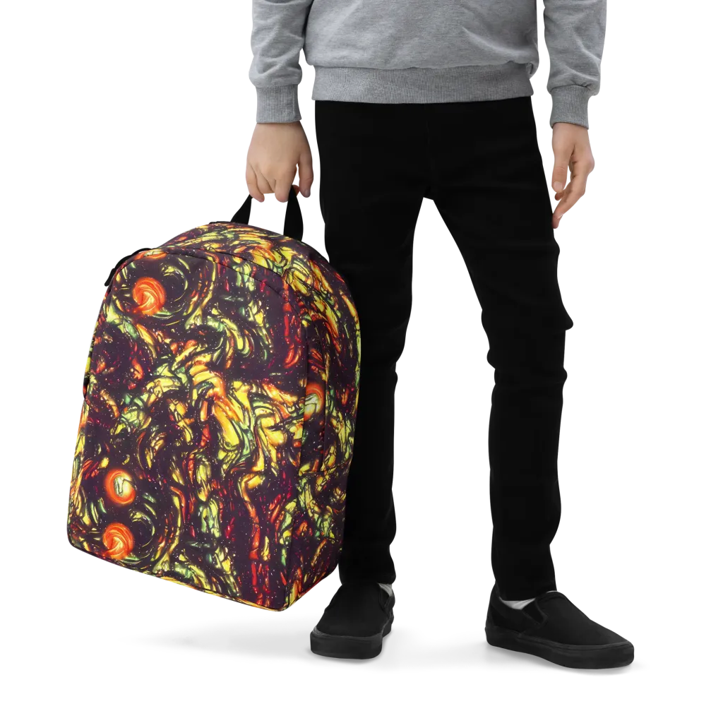 Cosmic Wildfire on Minimalist Backpack — Zoomed-in