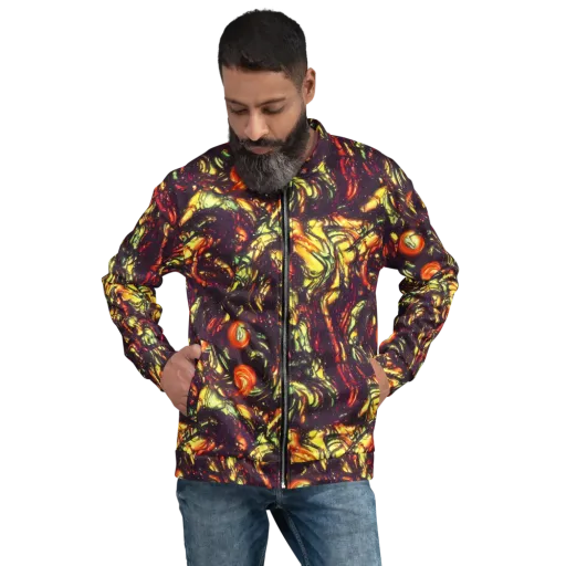 Cosmic Wildfire on a Bomber Jacket