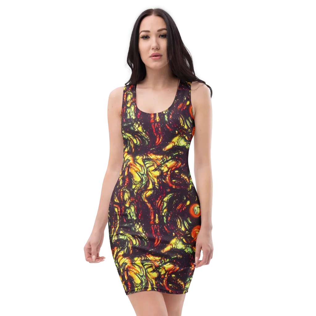 Cosmic Wildfire on Bodycon Dress — Front