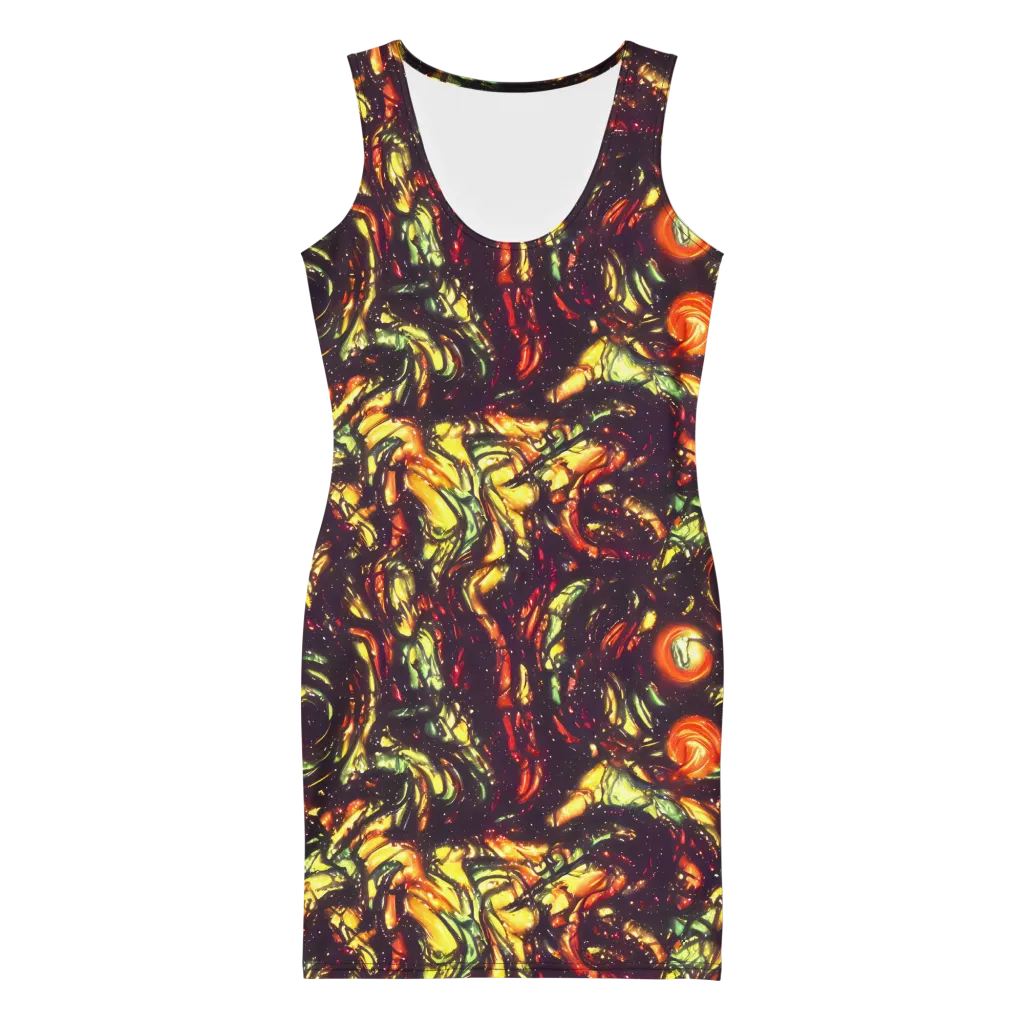 Cosmic Wildfire on Bodycon Dress — Front