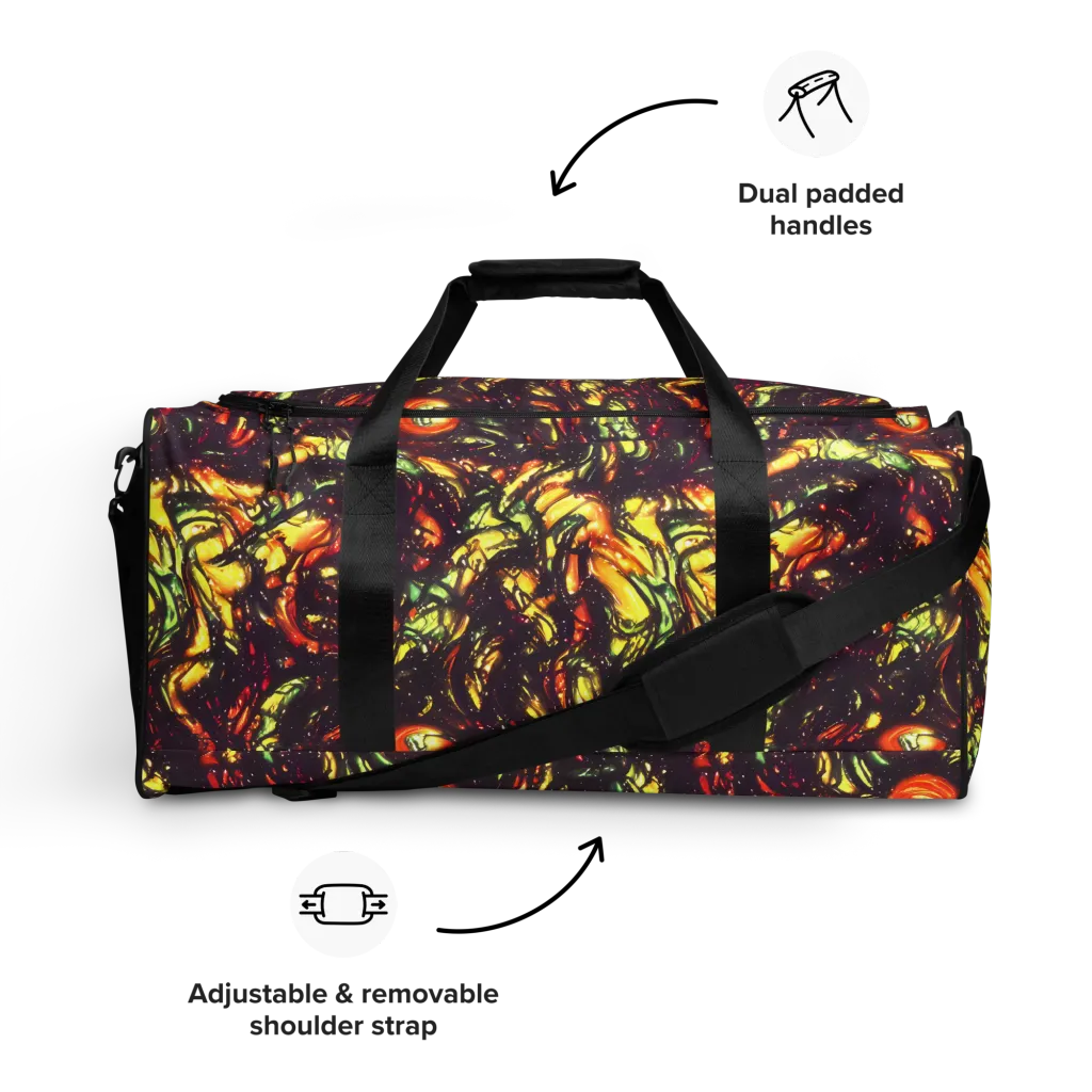 Cosmic Wildfire on Duffle Bag — Front