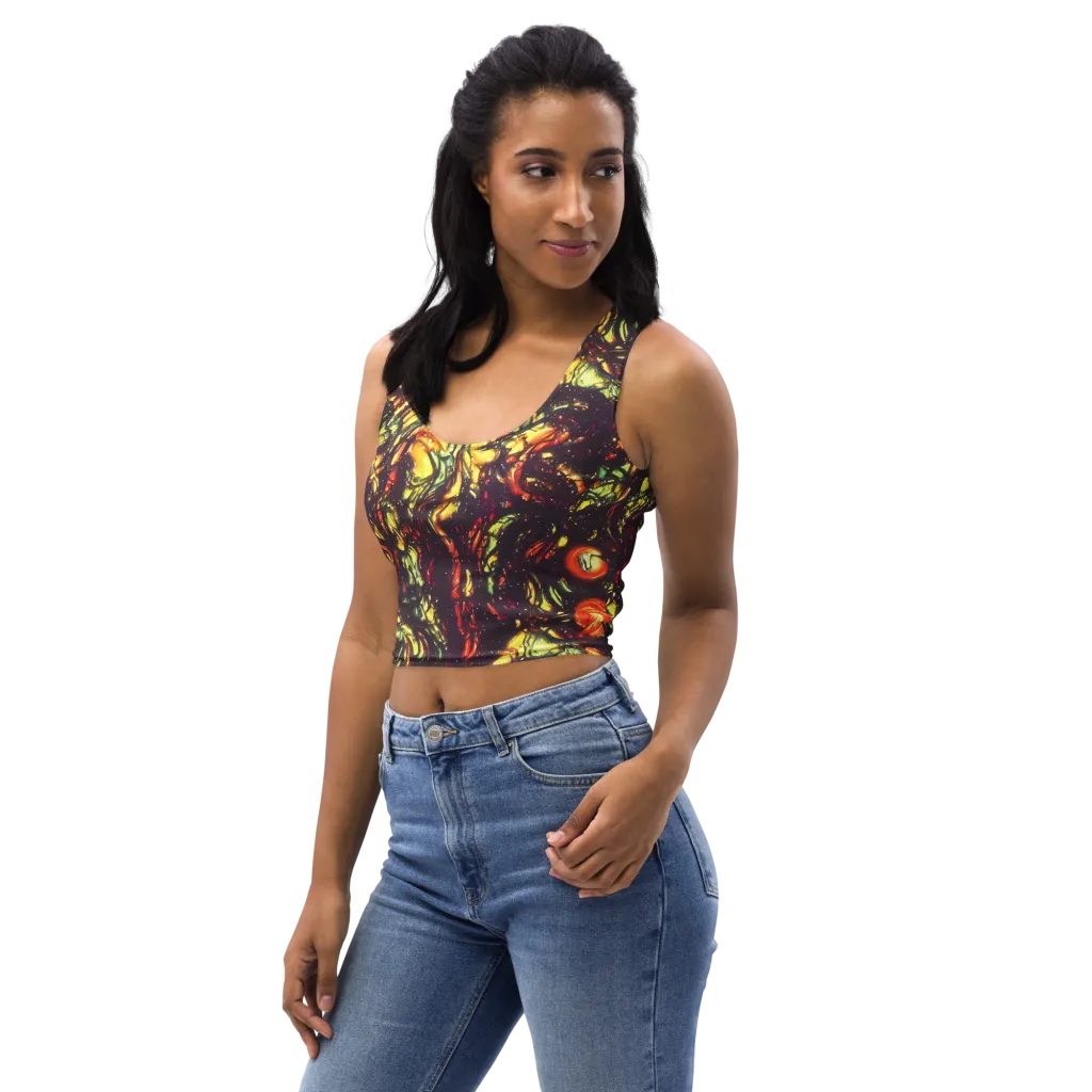 Cosmic Wildfire on Crop Top — Left Front
