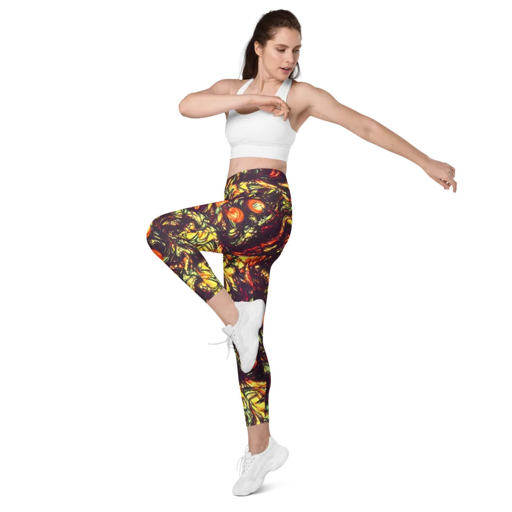 Cosmic Wildfire on Leggings with Pockets — Left Front