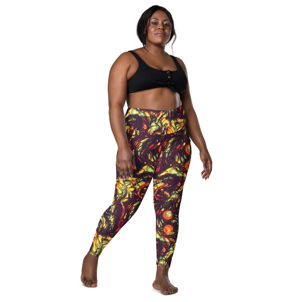 Cosmic Wildfire on Leggings with Pockets — Front