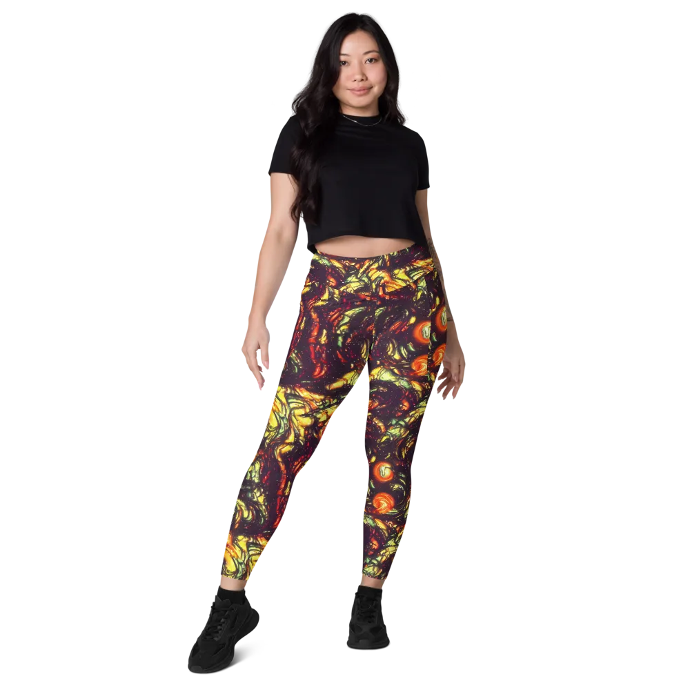 Cosmic Wildfire on Leggings with Pockets — Front
