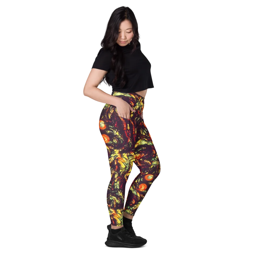 Cosmic Wildfire on Leggings with Pockets — Right