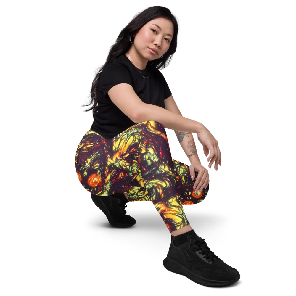 Cosmic Wildfire on Leggings with Pockets — Right Front