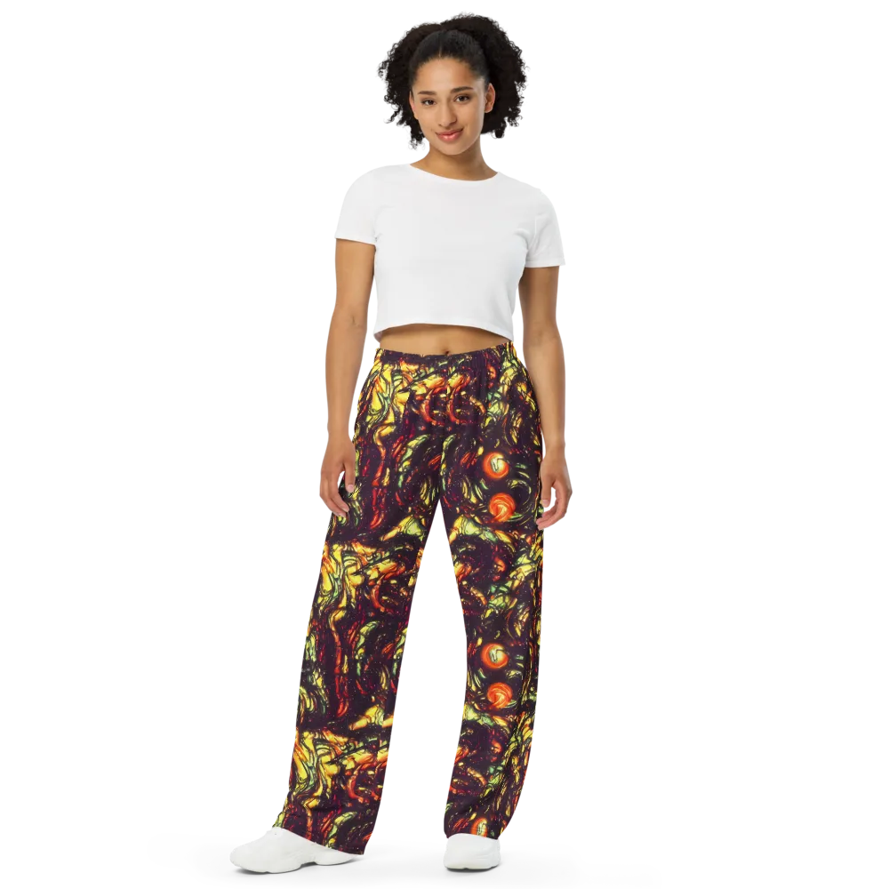 Cosmic Wildfire on Wide-Leg Pants — Front
