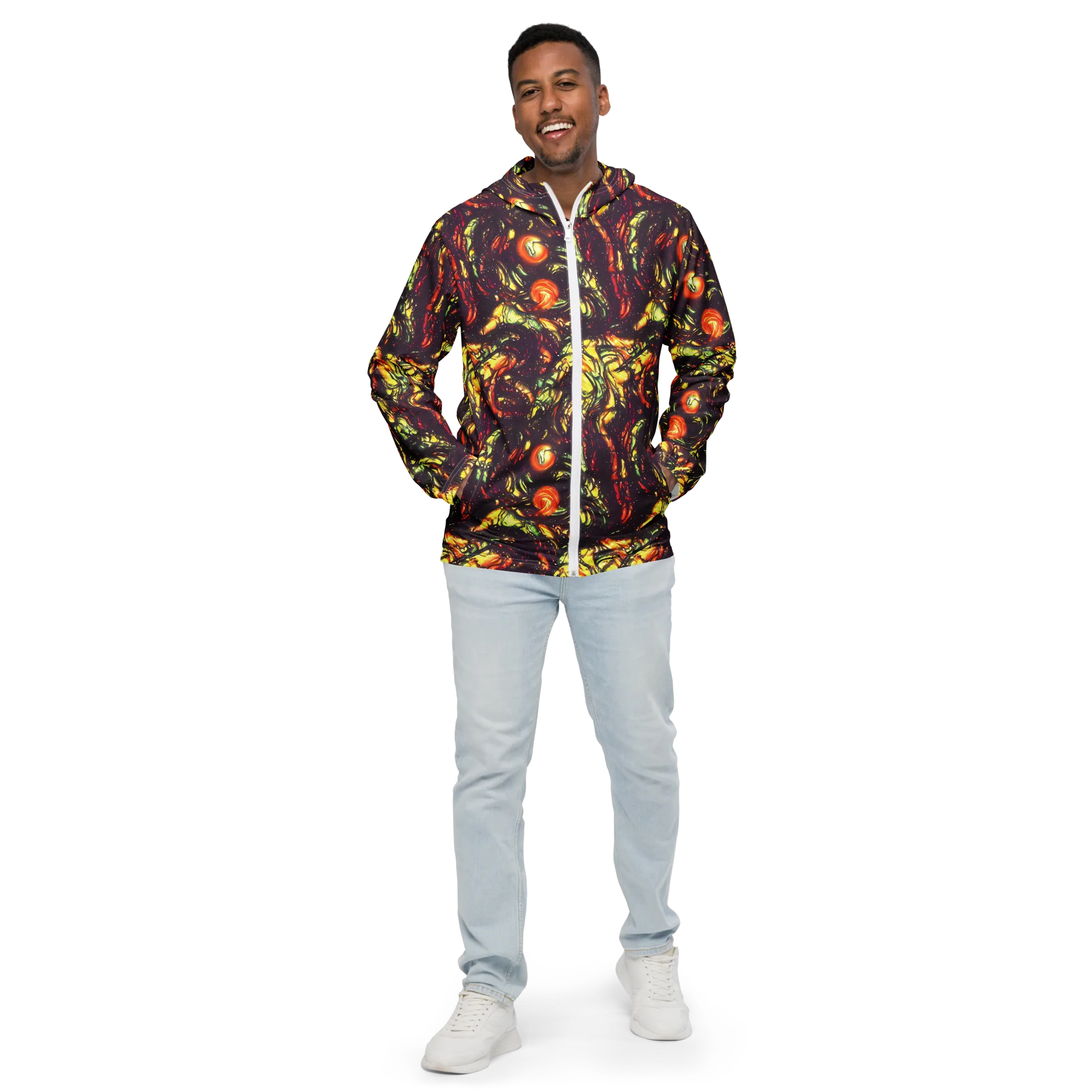Cosmic Wildfire on Men's Windbreaker — Front