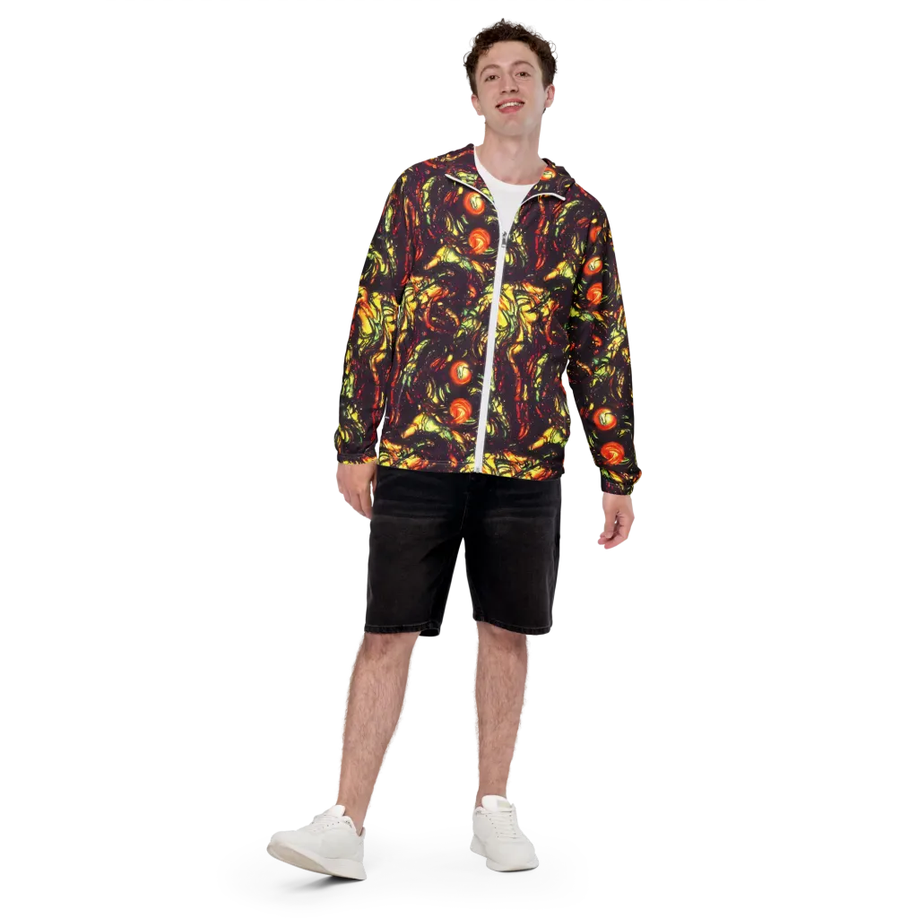 Cosmic Wildfire on Men's Windbreaker — Front