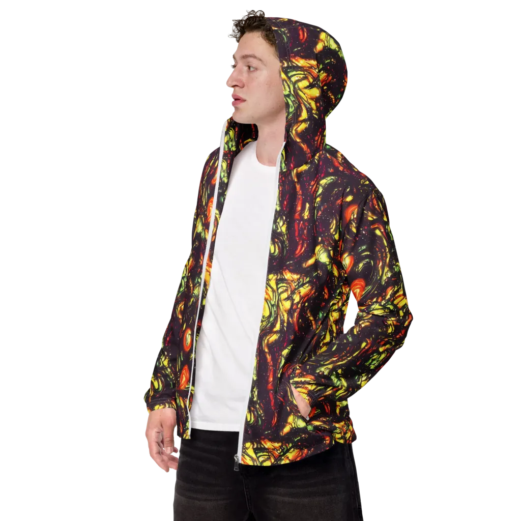 Cosmic Wildfire on Men's Windbreaker — Left Front