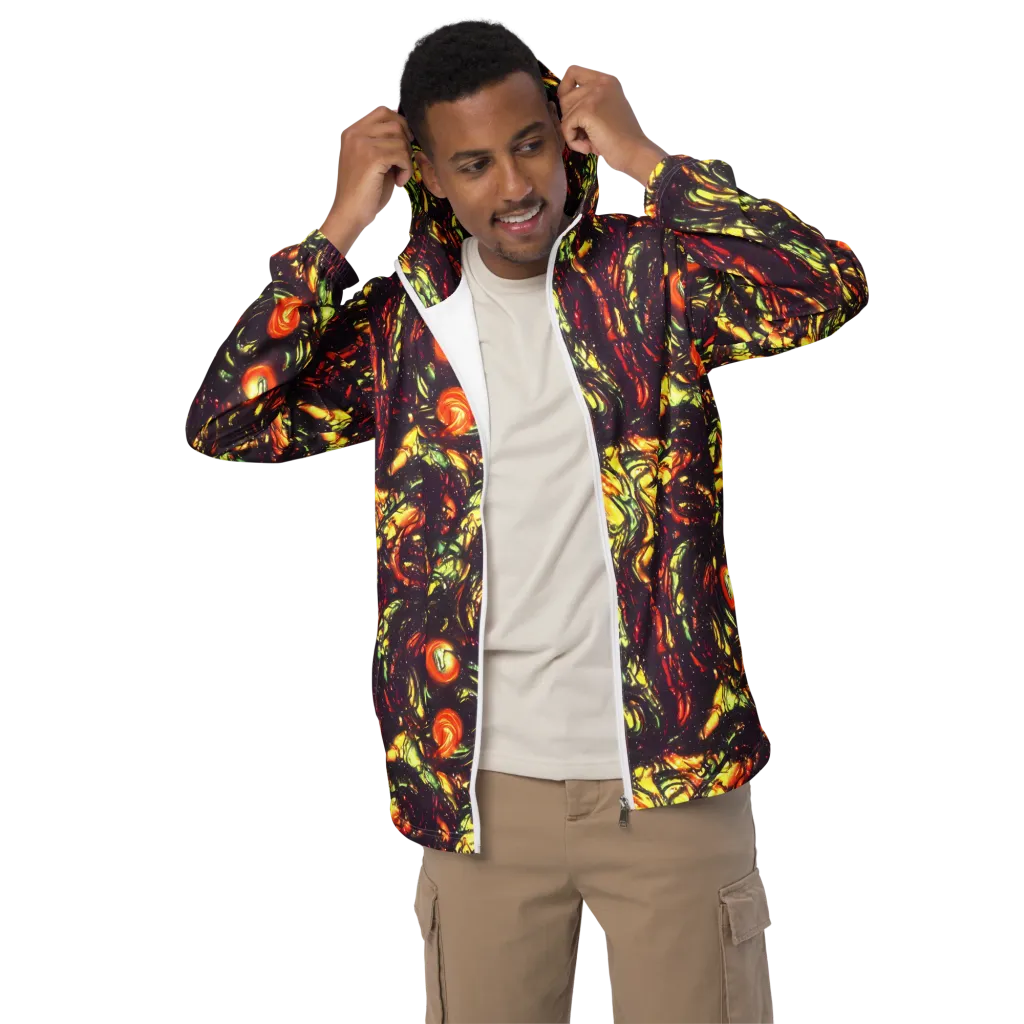 Cosmic Wildfire on Men's Windbreaker — Front