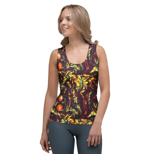 Cosmic Wildfire on a Women's Tank Top