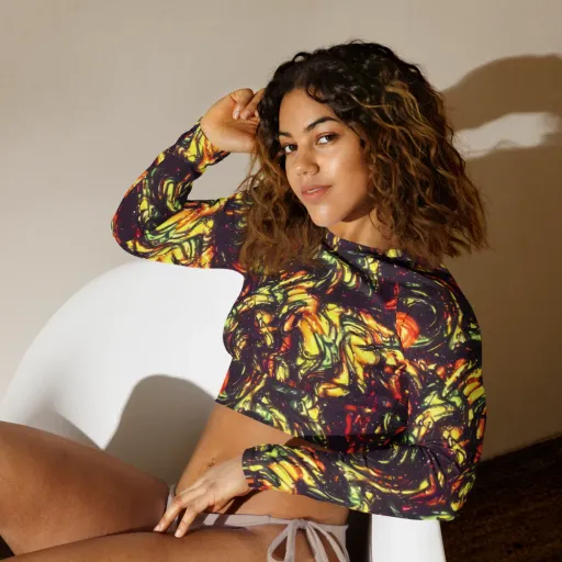 Cosmic Wildfire on a Long Sleeve Crop Top