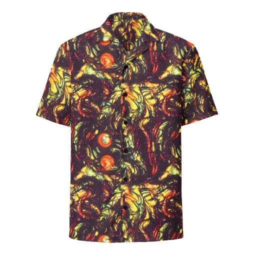 Cosmic Wildfire on a Button Shirt