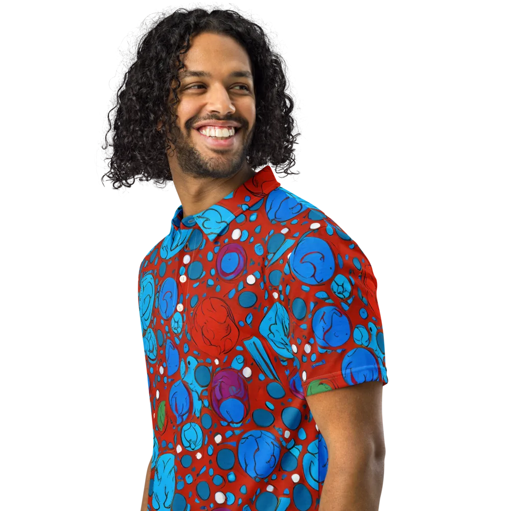 Scarlet Orbit on Men's Slim Fit Polo Shirt — Left Front
