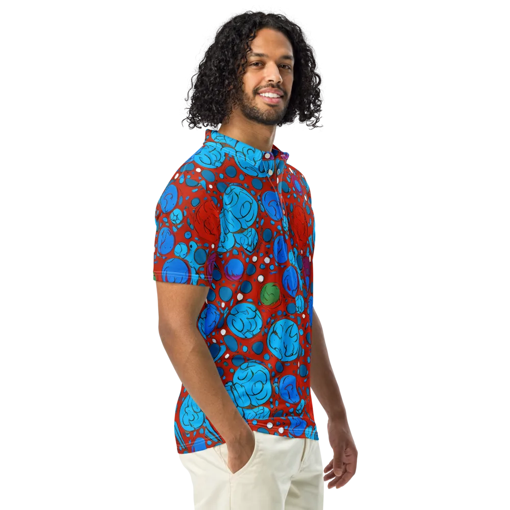 Scarlet Orbit on Men's Slim Fit Polo Shirt — Right Front