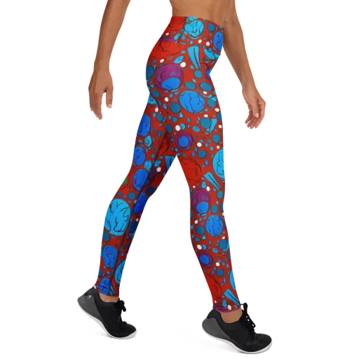 Scarlet Orbit on a Yoga Leggings
