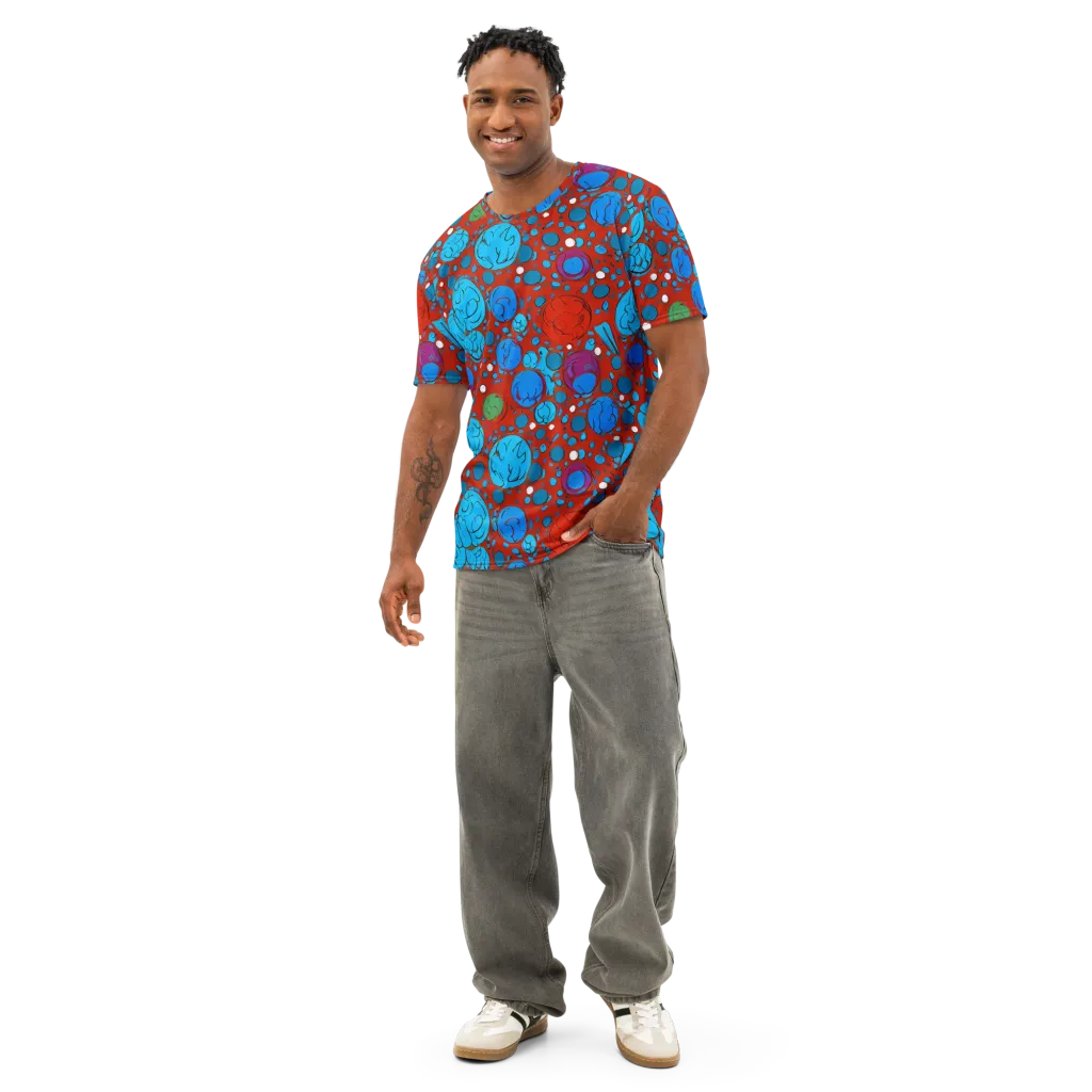Scarlet Orbit on Men's Cotton Crew Neck T-Shirt — Front
