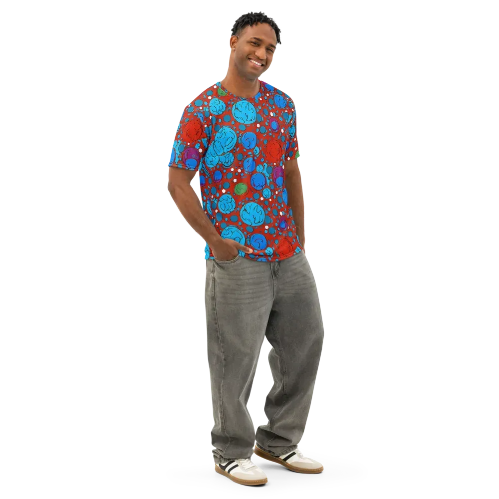 Scarlet Orbit on Men's Cotton Crew Neck T-Shirt — Right Front