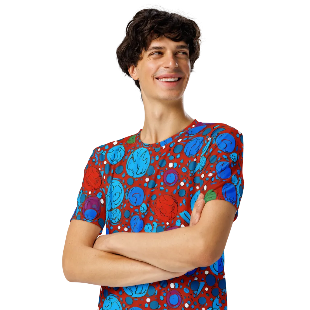 Scarlet Orbit on Men's Crew Neck T-Shirt — Left Front