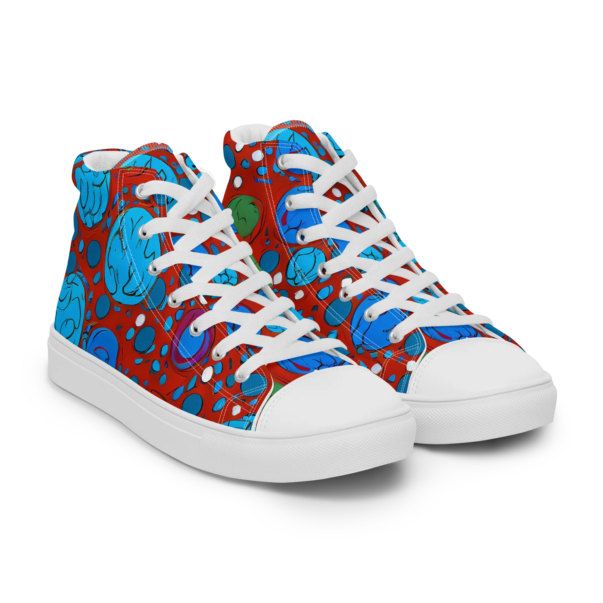 Scarlet Orbit on Men's High Top Canvas Shoes — Right Front