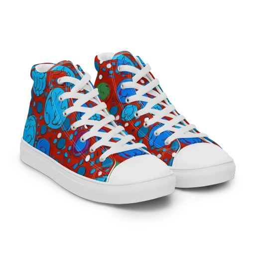Scarlet Orbit on a Men's High Top Canvas Shoes