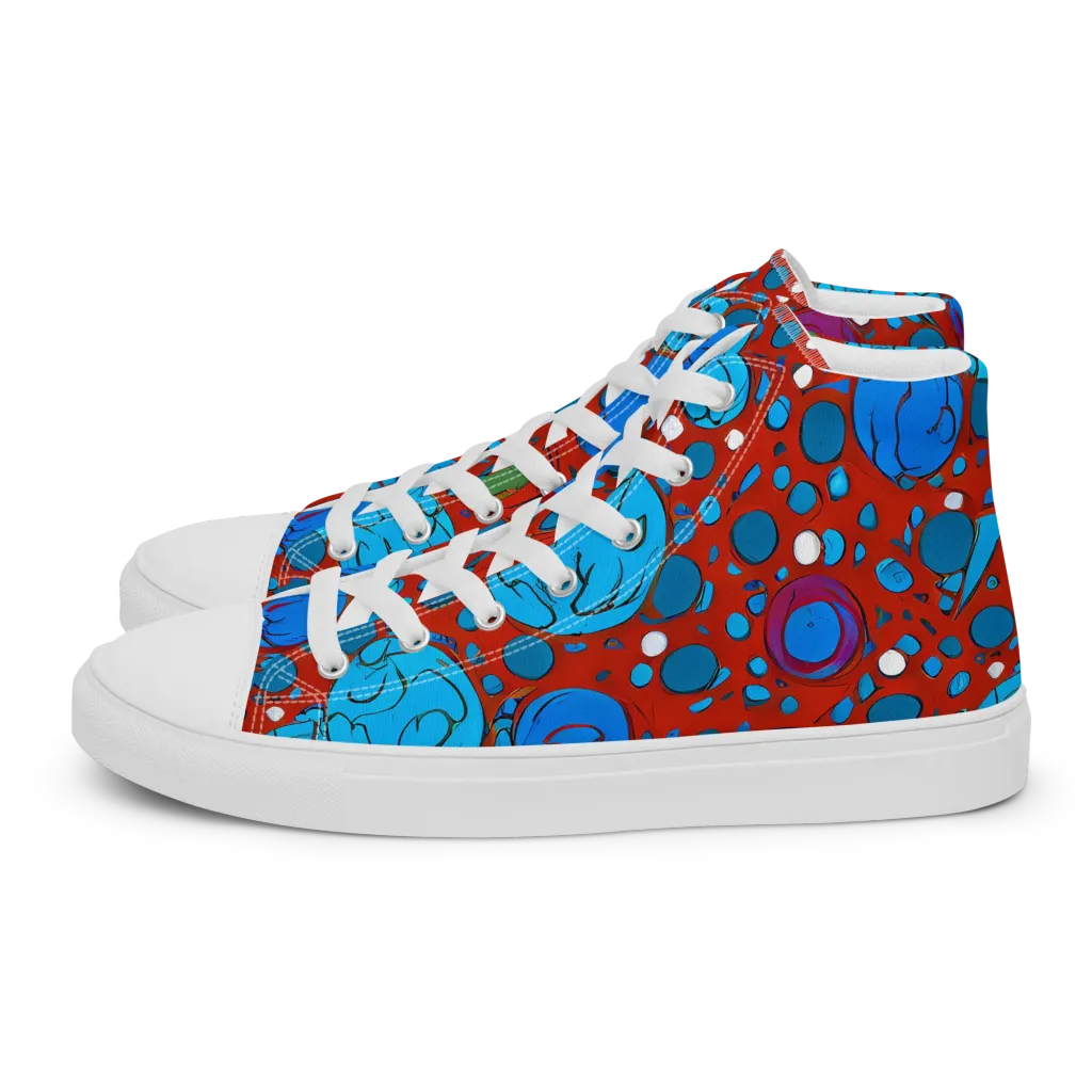 Scarlet Orbit on Men's High Top Canvas Shoes — Left
