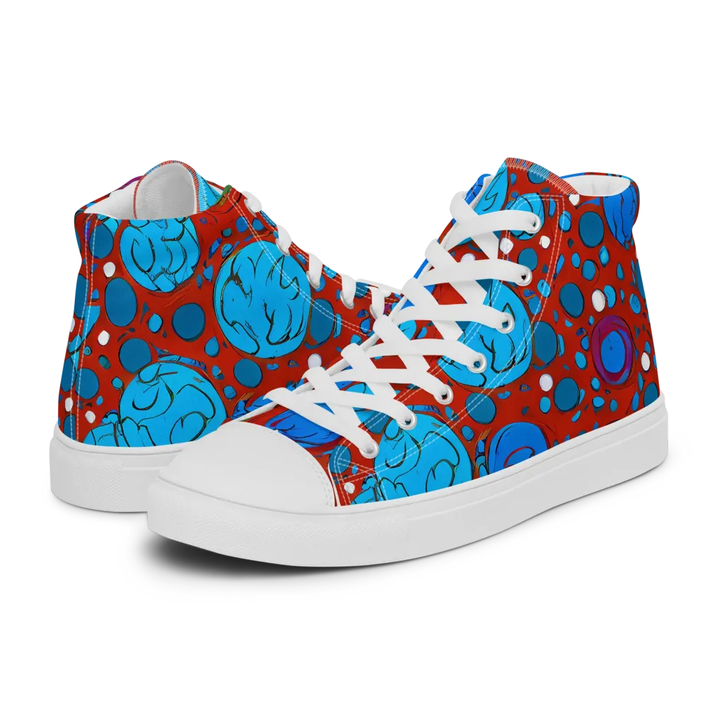 Scarlet Orbit on Men's High Top Canvas Shoes — Left