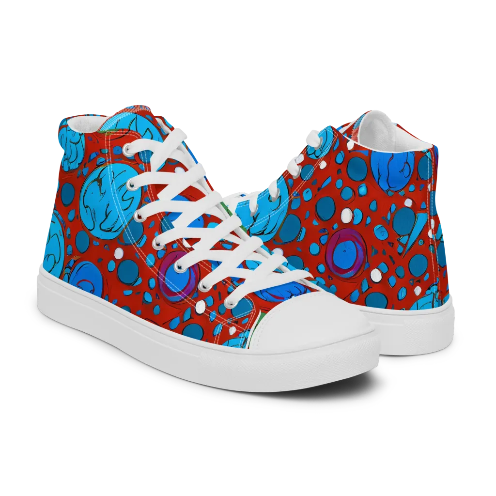 Scarlet Orbit on Men's High Top Canvas Shoes — Right