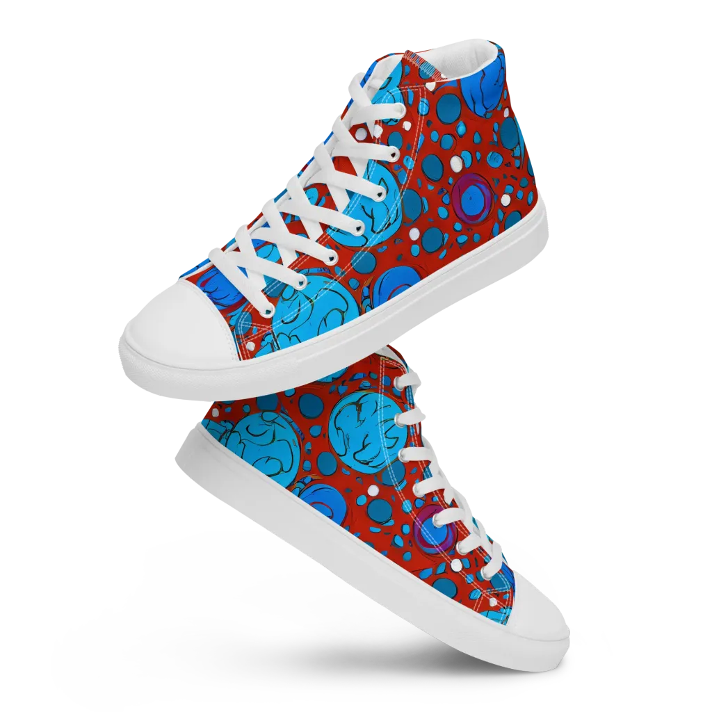 Scarlet Orbit on Men's High Top Canvas Shoes — Front