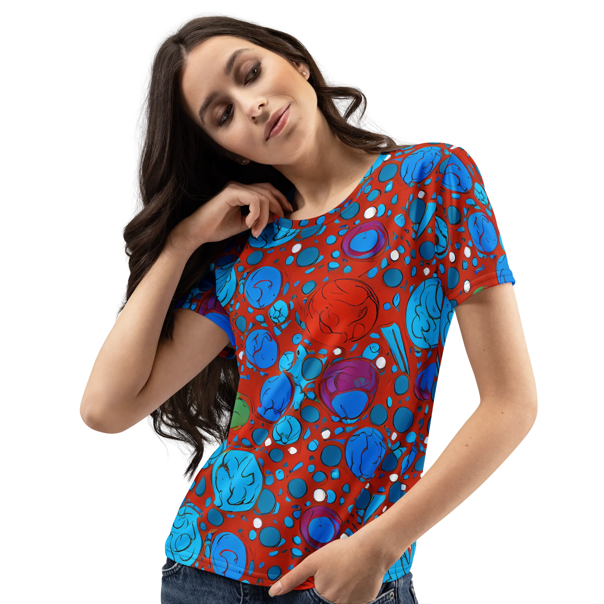 Scarlet Orbit on Women's Crew Neck T-Shirt — Left Front