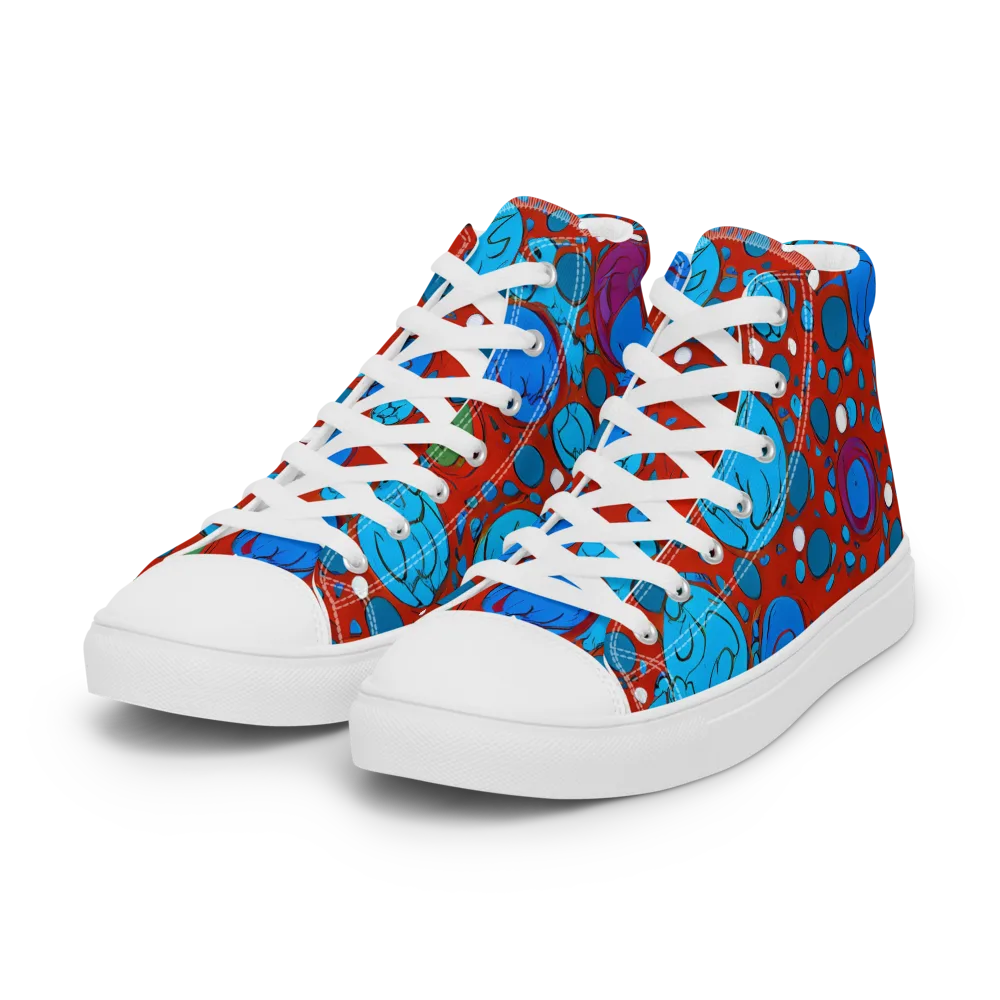 Scarlet Orbit on Women's High Top Canvas Shoes — Left Front