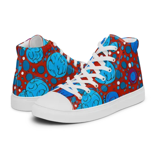 Scarlet Orbit on a Women's High Top Canvas Shoes