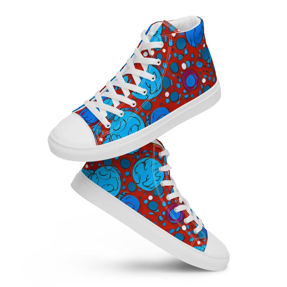 Scarlet Orbit on Women's High Top Canvas Shoes — Front