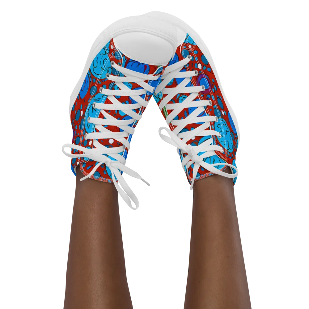 Scarlet Orbit on Women's High Top Canvas Shoes — Front