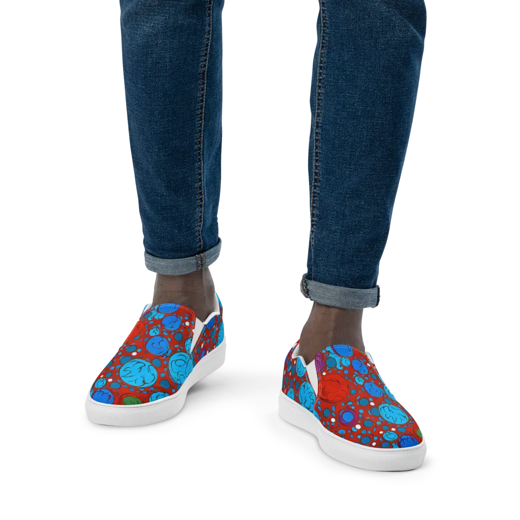 Scarlet Orbit on Men's Slip-On Canvas Shoes — Front