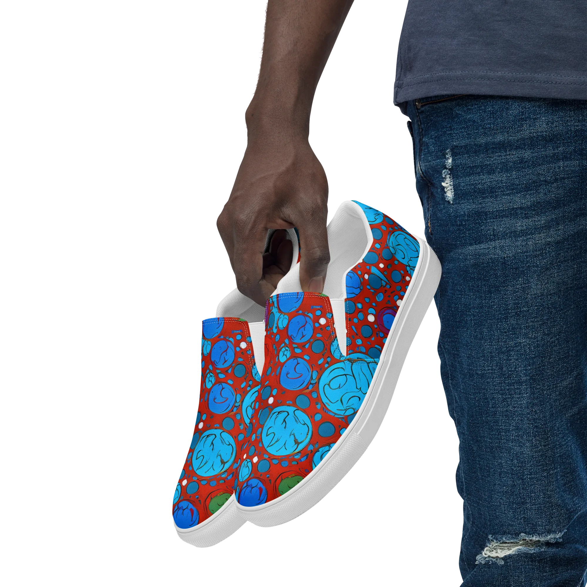 Scarlet Orbit on Men's Slip-On Canvas Shoes — Left Front