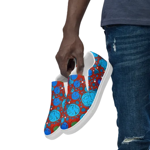 Scarlet Orbit on a Men's Slip-On Canvas Shoes