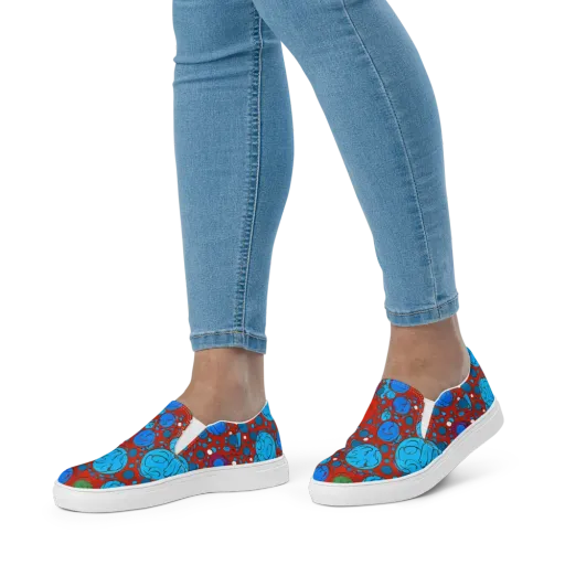 Scarlet Orbit on a Women's Slip-On Canvas Shoes