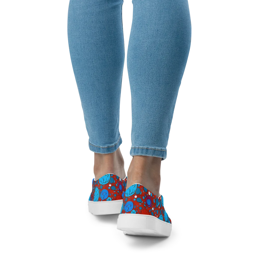 Scarlet Orbit on Women's Slip-On Canvas Shoes — Back