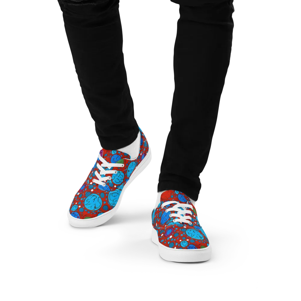 Scarlet Orbit on Men's Lace-Up Canvas Shoes — Front