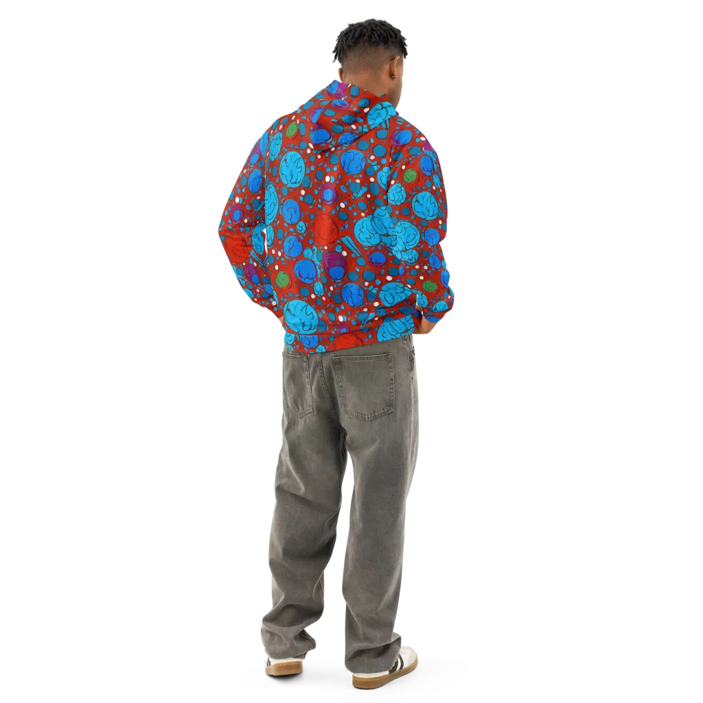 Scarlet Orbit on Cotton Hoodie — Back