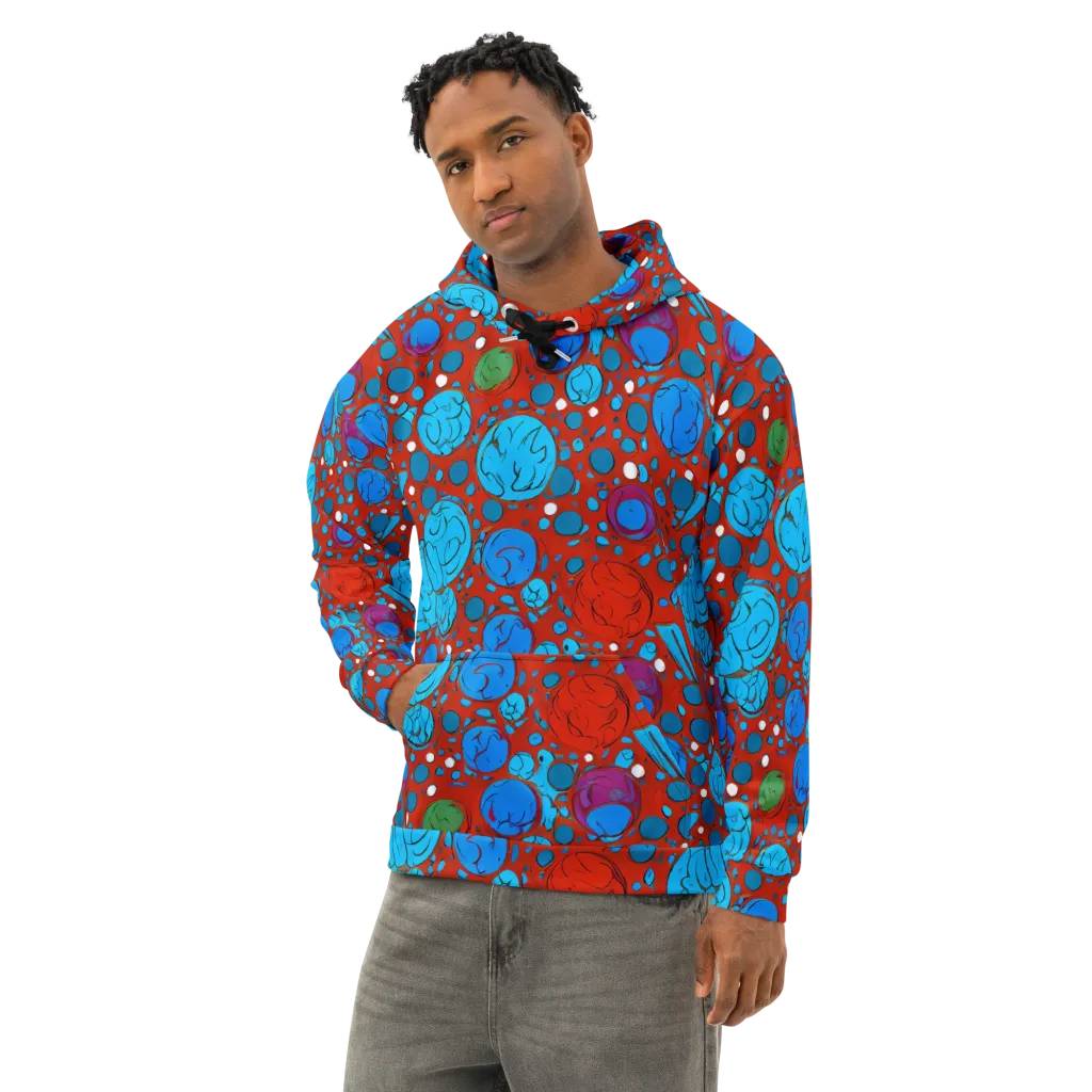 Scarlet Orbit on Cotton Hoodie — Left Front
